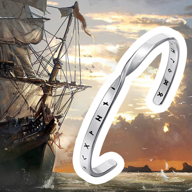 Vīriešu nerūsējošā tērauda masīvmetāla Mobius Viking savītas rokassprādzes, Minimālisma atvērtas aproču rokassprādzes Dāvanas vīriešu zēnu rotaslietas