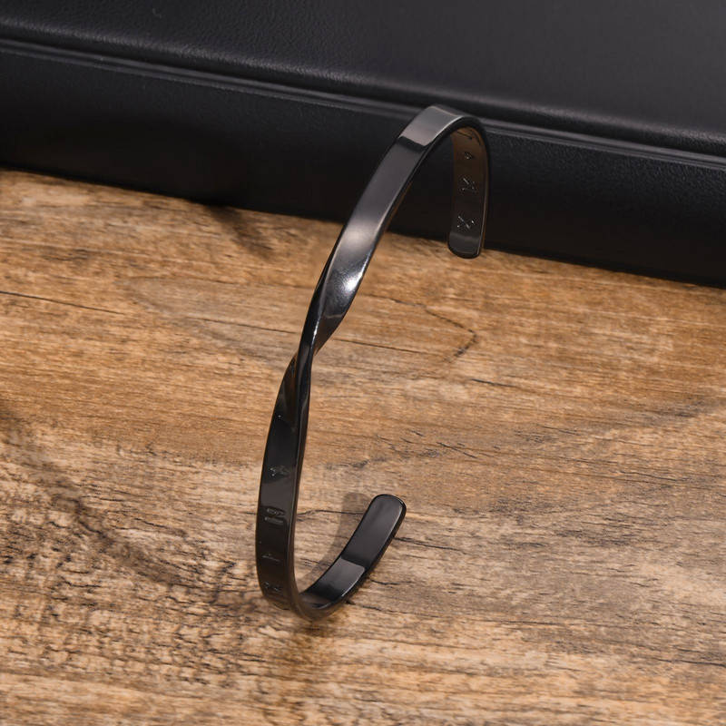 Vīriešu nerūsējošā tērauda masīvmetāla Mobius Viking savītas rokassprādzes, Minimālisma atvērtas aproču rokassprādzes Dāvanas vīriešu zēnu rotaslietas