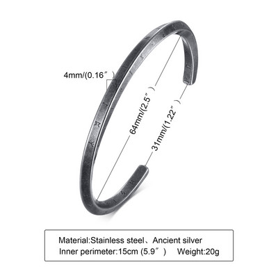 Muška narukvica Viking, narukvice s nordijskim runama, muška narukvica, Twist Mobius narukvice od nehrđajućeg čelika, muški nakit