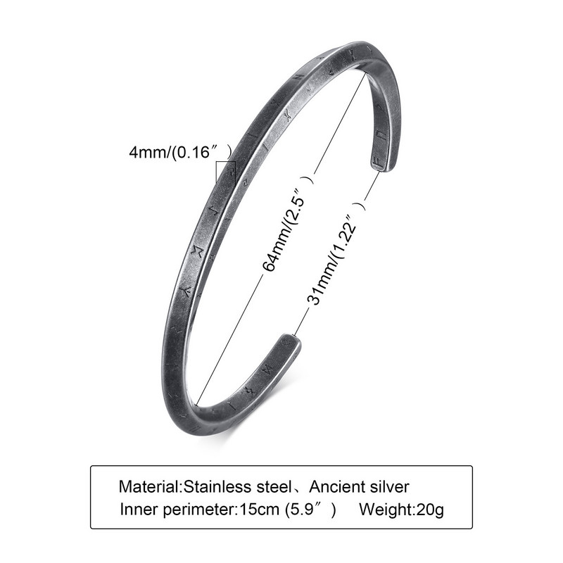 Muška narukvica Viking, narukvice s nordijskim runama, muška narukvica, Twist Mobius narukvice od nehrđajućeg čelika, muški nakit