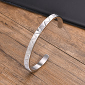 Viļņainas tekstūras rokassprādze, vienkārša minimālisma vīriešu aproce, nerūsējošā tērauda plānā viļņa rokassprādze, vīriešu dāvana