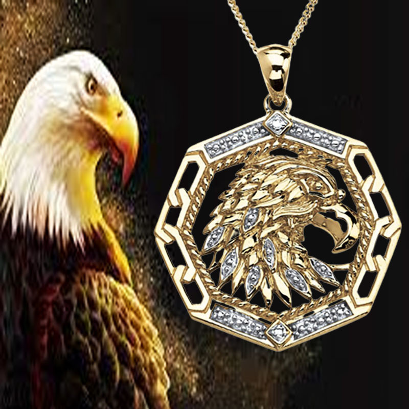 Klasszikus divat Új aranysárga sas medál nyaklánc, férfi napi kiegészítők, születésnapi ajándékok, évfordulós ajándékok