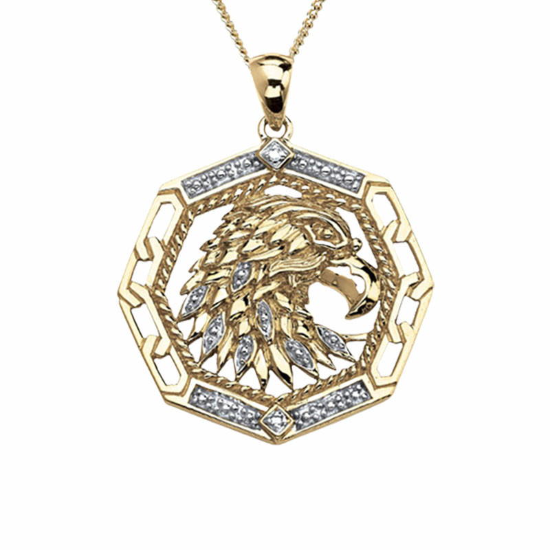 Klasszikus divat Új aranysárga sas medál nyaklánc, férfi napi kiegészítők, születésnapi ajándékok, évfordulós ajándékok