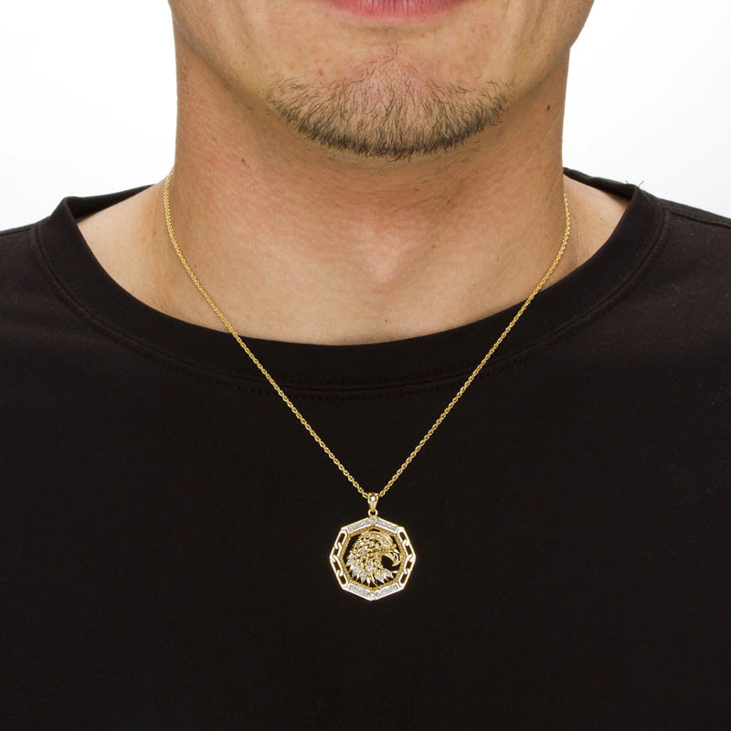 Klasszikus divat Új aranysárga sas medál nyaklánc, férfi napi kiegészítők, születésnapi ajándékok, évfordulós ajándékok