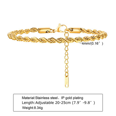 Ανδρικό βραχιόλι από σχοινί αλυσίδα, λεπτός σύνδεσμος βραχιολιού για άντρες, ανδρικό βραχιόλι, δώρο βαλεντίνων για άνδρες, ανδρικά κοσμήματα