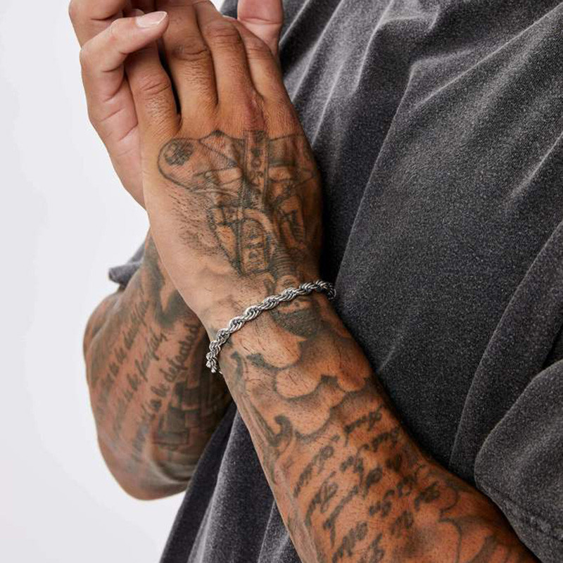 Ανδρικό βραχιόλι από σχοινί αλυσίδα, λεπτός σύνδεσμος βραχιολιού για άντρες, ανδρικό βραχιόλι, δώρο βαλεντίνων για άνδρες, ανδρικά κοσμήματα