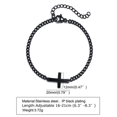 Férfi vallásos kereszt keresztény karkötő, vízálló rozsdamentes acél lánc csuklópánt ajándék