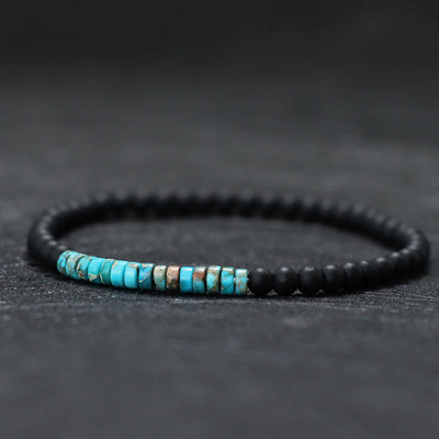 Nova minimalistička narukvica s perlama od 4 mm, uniseks narukvica s malim kamenom od carskog oniksa, meditacija, narukvica s pramenom za jogu, narukvica za par Brazalete Pulsera