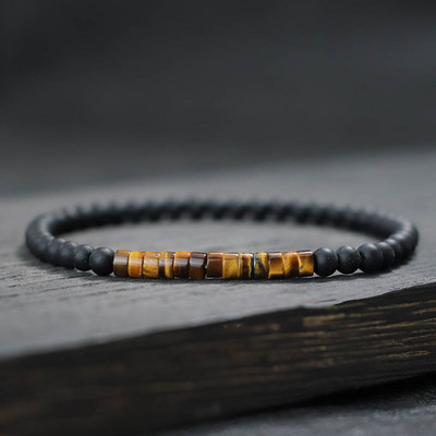 Nova minimalistička narukvica s perlama od 4 mm, uniseks narukvica s malim kamenom od carskog oniksa, meditacija, narukvica s pramenom za jogu, narukvica za par Brazalete Pulsera