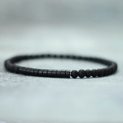 Nova minimalistička narukvica s perlama od 4 mm, uniseks narukvica s malim kamenom od carskog oniksa, meditacija, narukvica s pramenom za jogu, narukvica za par Brazalete Pulsera