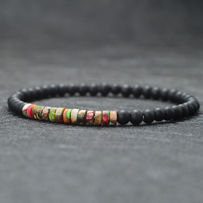 Nova minimalistička narukvica s perlama od 4 mm, uniseks narukvica s malim kamenom od carskog oniksa, meditacija, narukvica s pramenom za jogu, narukvica za par Brazalete Pulsera