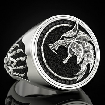 Пръстен Hunter Wolf Claw Сребърен цвят Viking Warrior Vintage двуцветен мъжки пръстен Подарък Бижута Пръстен на едро Размер 7-12
