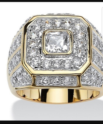 Луксозни мъжки модни аксесоари Златен пръстен с бял кубичен циркон Бижута Украса Годежно парти Сватбена лента Пръстени
