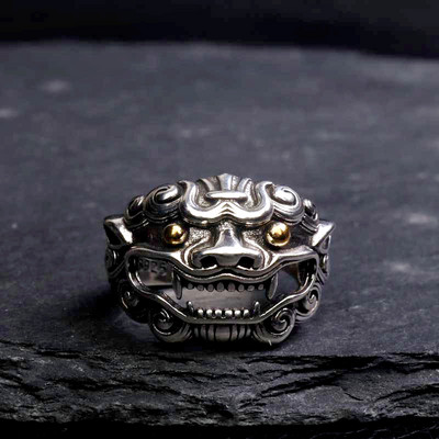 Klasszikus férfi személyiség uralkodó bikafej gyűrű divat trend bika mágikus gyűrű nyíló állítható méretű góth punk ékszer ajándék