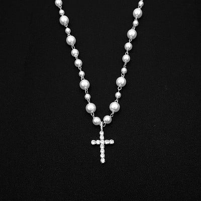 Χιπ χοπ κολιέ με αλυσίδα χαμόγελου ανδρικό γοτθικό μαργαριτάρι κρύσταλλο κρεμαστό κολιέ τσόκερ για γυναίκες Unisex κοσμήματα λαιμού γοητείας