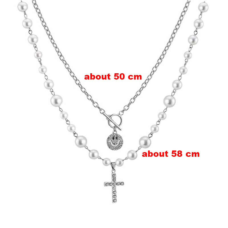 Χιπ χοπ κολιέ με αλυσίδα χαμόγελου ανδρικό γοτθικό μαργαριτάρι κρύσταλλο κρεμαστό κολιέ τσόκερ για γυναίκες Unisex κοσμήματα λαιμού γοητείας