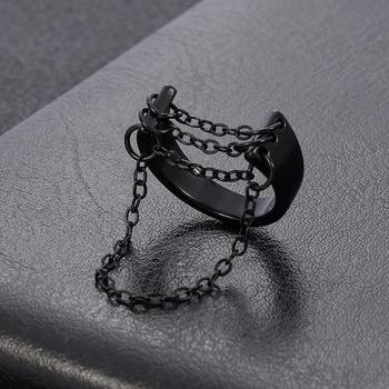 Пънк модни черни сребърни верижни пръстени Отворени регулируеми готини дамски мъжки пръстени Аксесоари за бижута