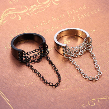 Punk Fashion Μαύρο Ασημί Χρώμα Αλυσίδα Δαχτυλίδια Ανοιχτό Ρυθμιζόμενο Cool Γυναικείο Αντρικό Δαχτυλίδι Κοσμήματα Αξεσουάρ