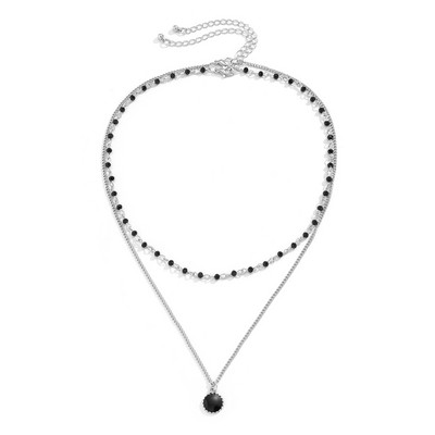 Personalizat dublu straturi cu margele choker bărbați colier negru cristal pandantiv coliere băieți moda petrecere bijuterii guler hombre