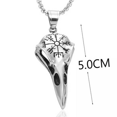 Vintage Crow Skull vīriešu atvērts gredzens gotikas nerūsējošā tērauda kompasa gredzens vīriešu vikingu aksesuāru gredzena amuleta raksts