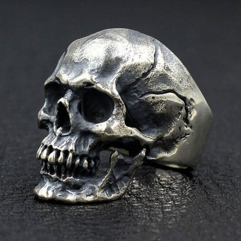 Retro gotikinė kaukolė vyrų žiedas didelis vyriškas pirštų papuošalas vakarėliui Hiphopo šventinis žiedas dovanų didmeninė prekyba