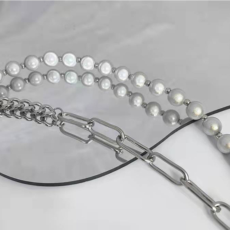 Vruća modna ogrlica s privjeskom od nehrđajućeg čelika u obliku munje, muški reflektirajući lanac od bisernih perli, ogrlica, hip-hop nakit, poklon za dječaka