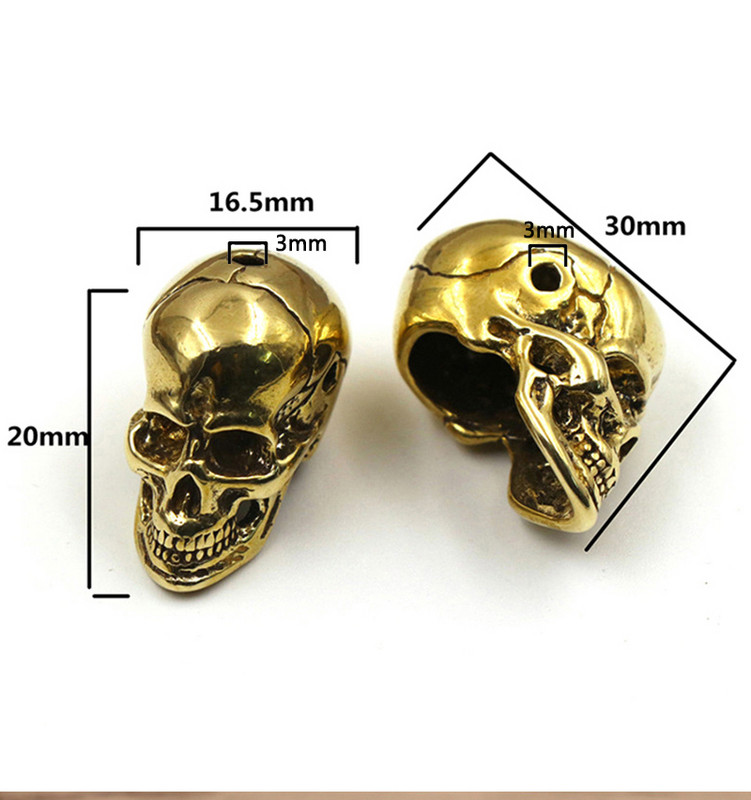 Új sárgaréz koponya kés gyöngyök esernyő kötél gyöngy kültéri vintage koponya paracord gyöngyök kiegészítők nagykereskedelme