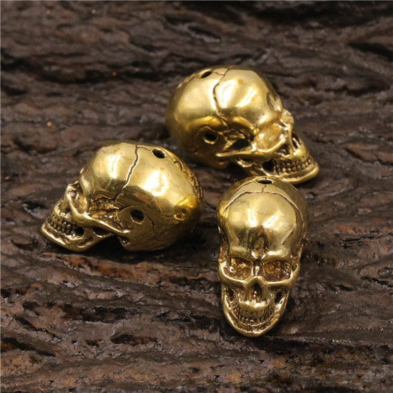 Új sárgaréz koponya kés gyöngyök esernyő kötél gyöngy kültéri vintage koponya paracord gyöngyök kiegészítők nagykereskedelme