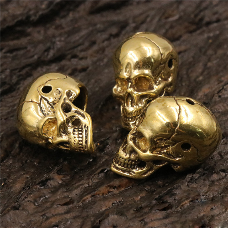 Új sárgaréz koponya kés gyöngyök esernyő kötél gyöngy kültéri vintage koponya paracord gyöngyök kiegészítők nagykereskedelme