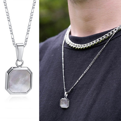 Vnox ģeometriskas kvadrātveida kaklarotas vīriešiem, emaljas kvadrātveida kulons ar virvi Kubas Figaro kastes ķēdi, ikdienišķa vintage forša apkakle