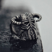 New Style Ανδρικά Δαχτυλίδια Κέρατα Κράνος Warrior Vintage Heavy Rings Rock Punk Μοναδικά αξεσουάρ Biker Jewelry