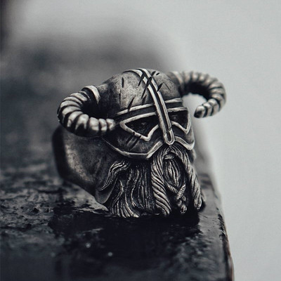 Naujas stilius Vyriški Žiedai Ragai Šalmas Warrior Vintage Heavy Rings Rock Punk Unikalūs baikerių papuošalai Priedai
