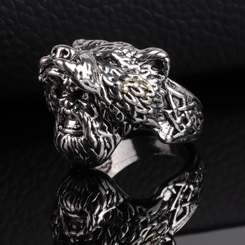 Κλασικό ανδρικό δαχτυλίδι Bear Head Δαχτυλίδι ζώου από κράμα Vintage Punk Eock δαχτυλίδια για άνδρες Αξεσουάρ μόδας κοσμημάτων