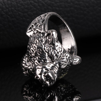 Κλασικό ανδρικό δαχτυλίδι Bear Head Δαχτυλίδι ζώου από κράμα Vintage Punk Eock δαχτυλίδια για άνδρες Αξεσουάρ μόδας κοσμημάτων