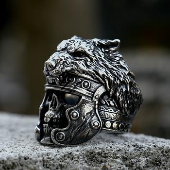 Beier 2022 Нова мода от неръждаема стомана Viking Vintage Roman Wolf Warrior пръстен за мъже Най-висококачествени бижута