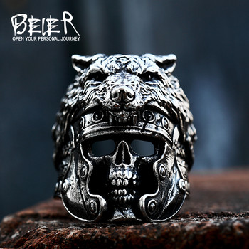 Beier 2022 Нова мода от неръждаема стомана Viking Vintage Roman Wolf Warrior пръстен за мъже Най-висококачествени бижута