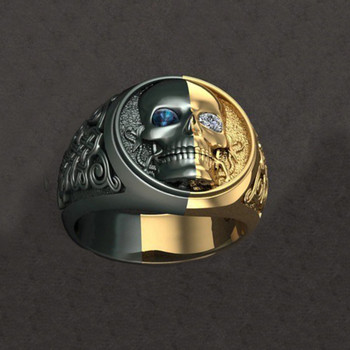 Creativity 3D Stereo Alloy Skull Rings για άνδρες Γυναικείες Vintage Χρυσό Μαύρο Δίχρωμο Skeleton Biker Ring Hip Hop Rock Κοσμήματα