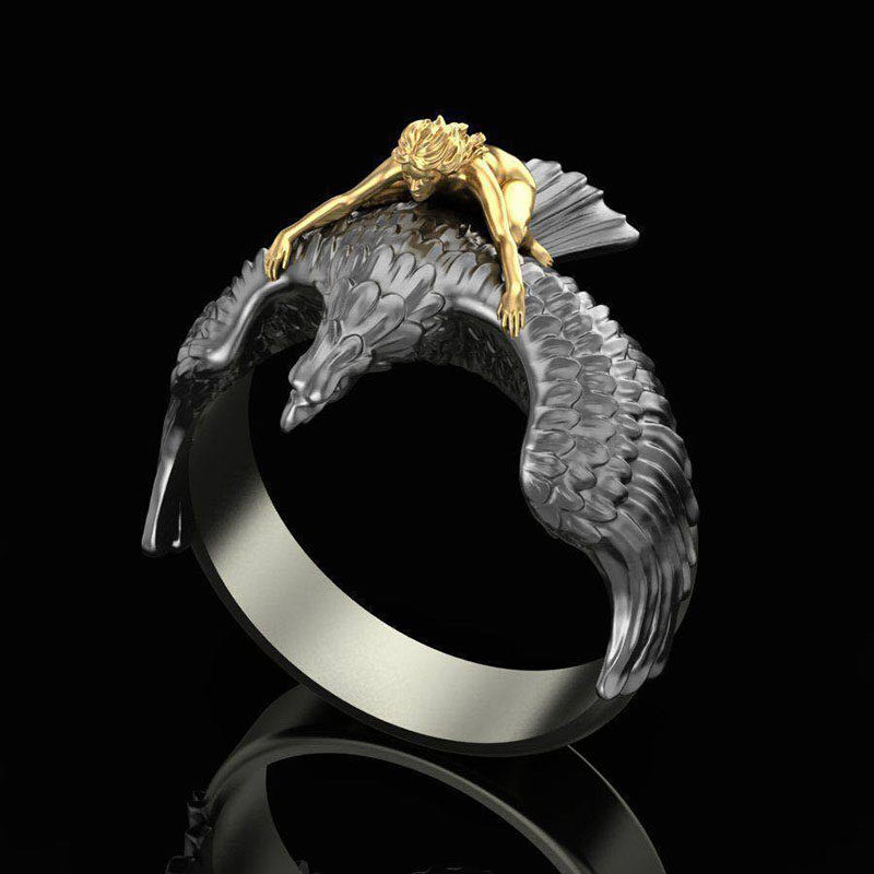 Μοναδικό σχέδιο Flying Eagle Ring for Men Μοντέρνο κόσμημα Biker Finger Ring