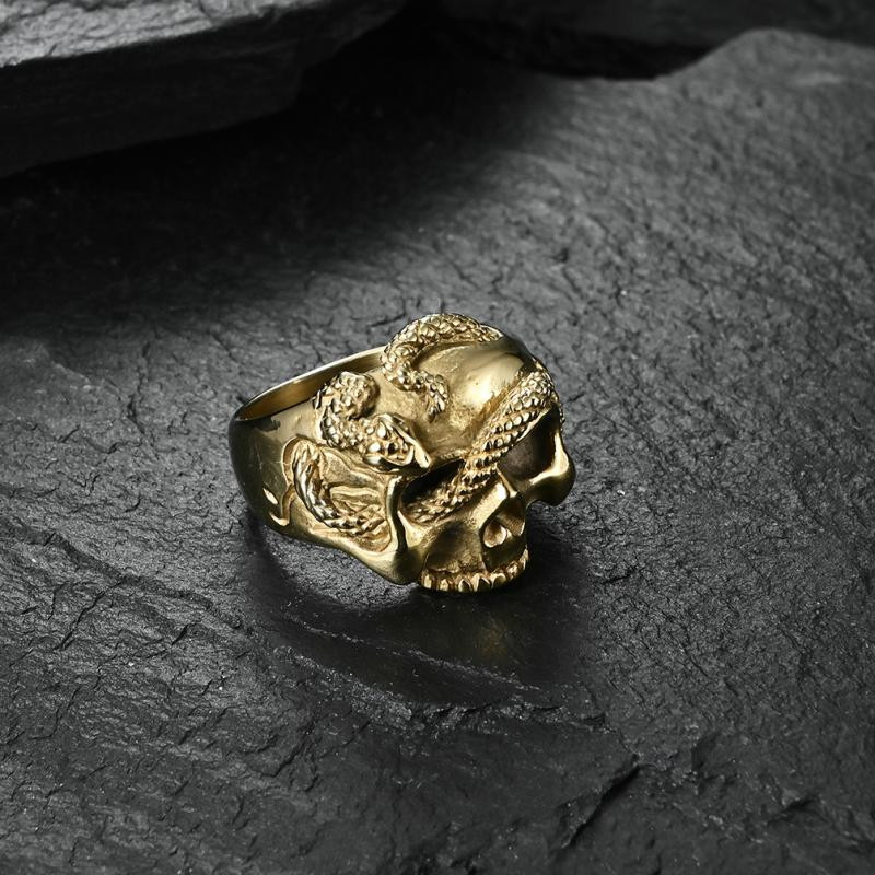 Punk Hip Hop Ασημί χρώμα Snake Skull Ring Personality Ανδρικά ρετρό γοτθικά αξεσουάρ κοσμήματα Δώρα