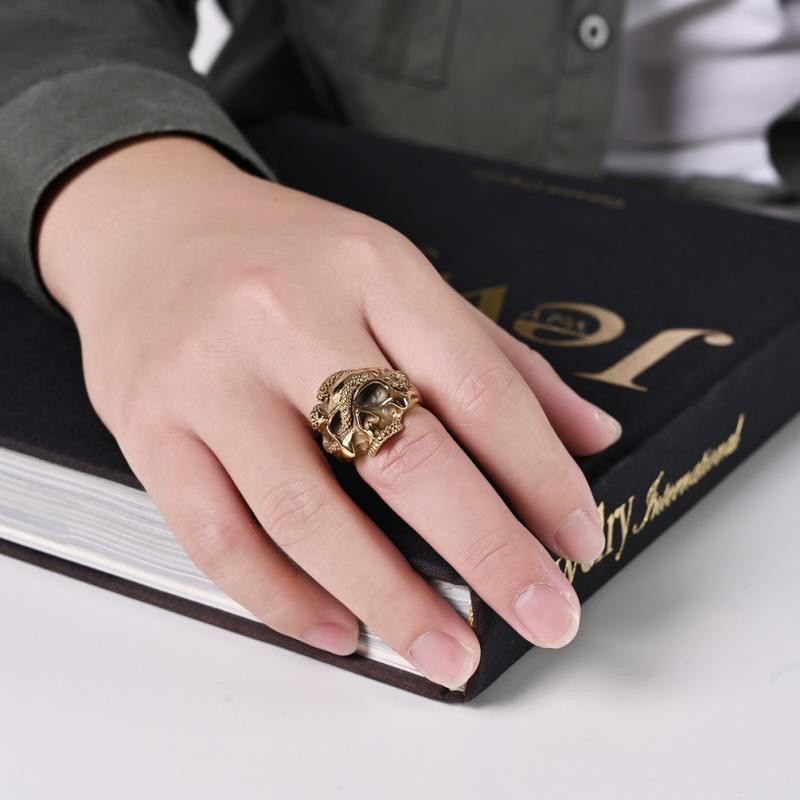 Punk Hip Hop Ασημί χρώμα Snake Skull Ring Personality Ανδρικά ρετρό γοτθικά αξεσουάρ κοσμήματα Δώρα