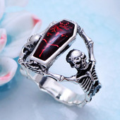 Retro Vampire Coffin Skull Ring Ανδρικό και γυναικείο κρανίο People Punk Hip-hop Party Finger Jewelry Cool Boy Ring δώρο