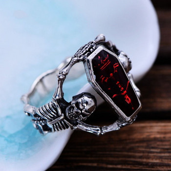 Retro Vampire Coffin Skull Ring Ανδρικό και γυναικείο κρανίο People Punk Hip-hop Party Finger Jewelry Cool Boy Ring δώρο