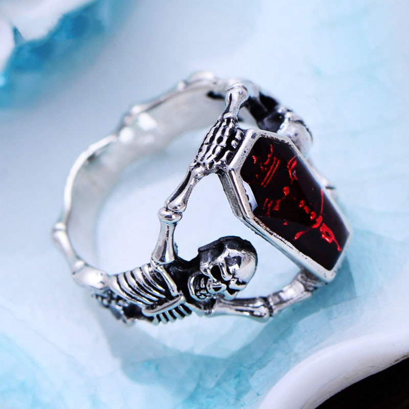 Retro Vampire Coffin Skull Ring Ανδρικό και γυναικείο κρανίο People Punk Hip-hop Party Finger Jewelry Cool Boy Ring δώρο