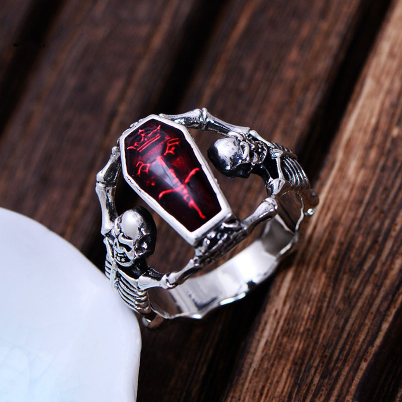 Retro Vampire Coffin Skull Ring Ανδρικό και γυναικείο κρανίο People Punk Hip-hop Party Finger Jewelry Cool Boy Ring δώρο