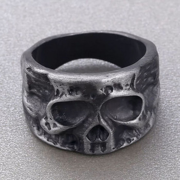 Δώρο ανδρικό δαχτυλίδι χιπ χοπ για ανδρικό δαχτυλίδι ρετρό κρανίο Μεγάλο, συμπαγές σχέδιο κρανίου, στρογγυλό γοτθικό πανκ κρανίο