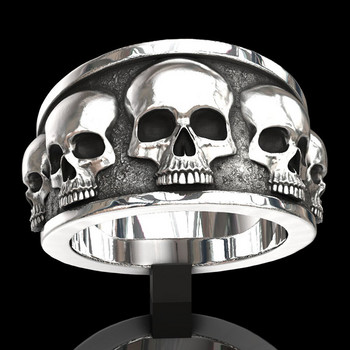 Ρετρό Punk Skull Men Ring Hip Hop Rock Gothic Punk Fashion Gift Demon Skull Ring 2021
