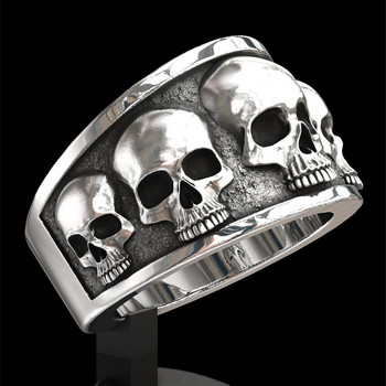 Ρετρό Punk Skull Men Ring Hip Hop Rock Gothic Punk Fashion Gift Demon Skull Ring 2021