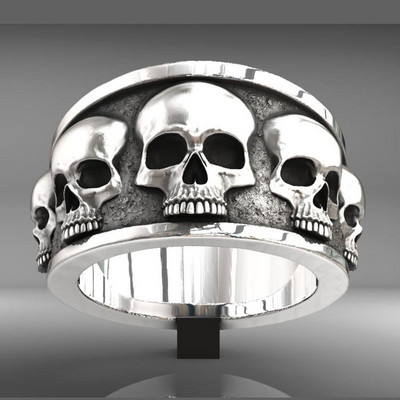 Retro punk Skull Meeste sõrmus Hip Hop Rock Gooti punk Mood Kingitus Demon Skull Ring 2021