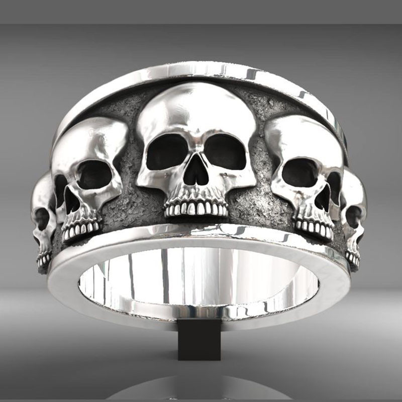 Retro punk Skull Meeste sõrmus Hip Hop Rock Gooti punk Mood Kingitus Demon Skull Ring 2021