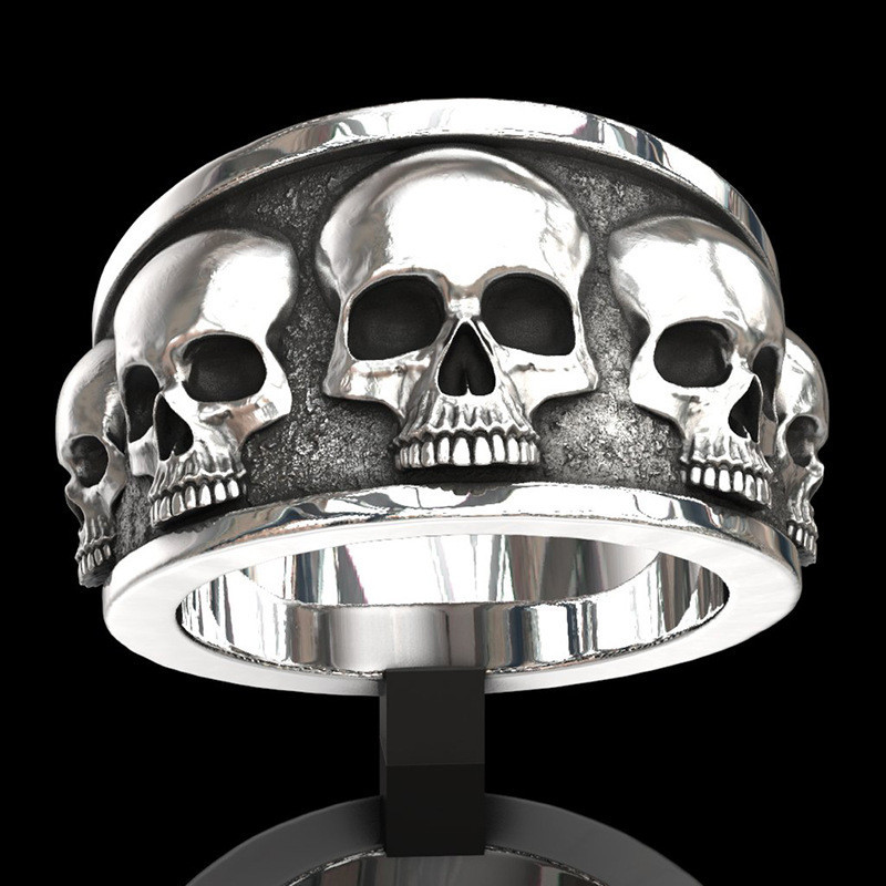 Retro punk Skull Meeste sõrmus Hip Hop Rock Gooti punk Mood Kingitus Demon Skull Ring 2021